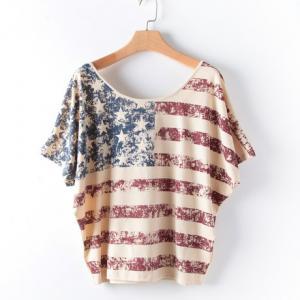 Summer Vintage American Flag T-shirt Printing