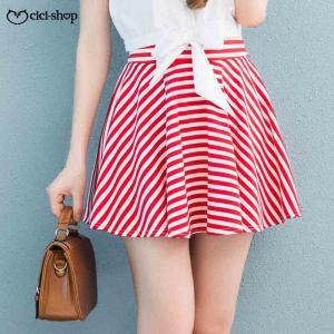 A High Waist Retro Striped Skirt Big Skirt Bust..