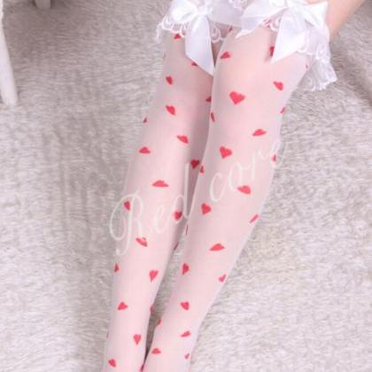 White Lace Bows Tall Stockings