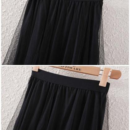 Mesh Lace Stitching Irregular Length Skirts