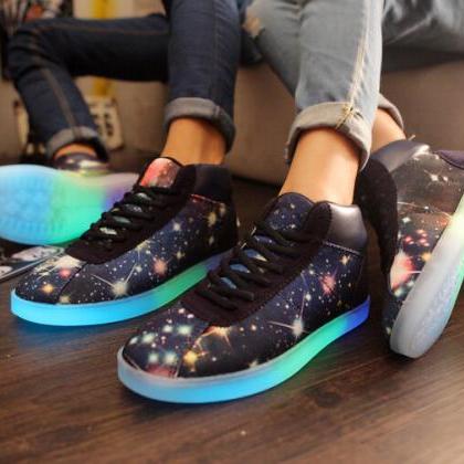 Star Light Emitting High-top Canvas Shoes