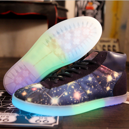 Star Light Emitting High-top Canvas Shoes