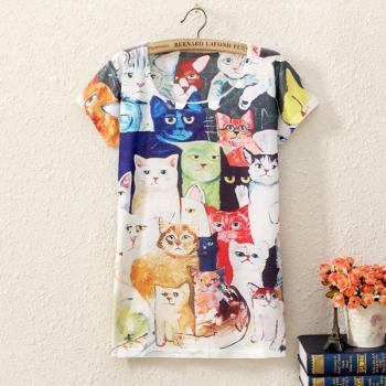 New Kawaii Cat Loose T-Shirt Printing on Luulla